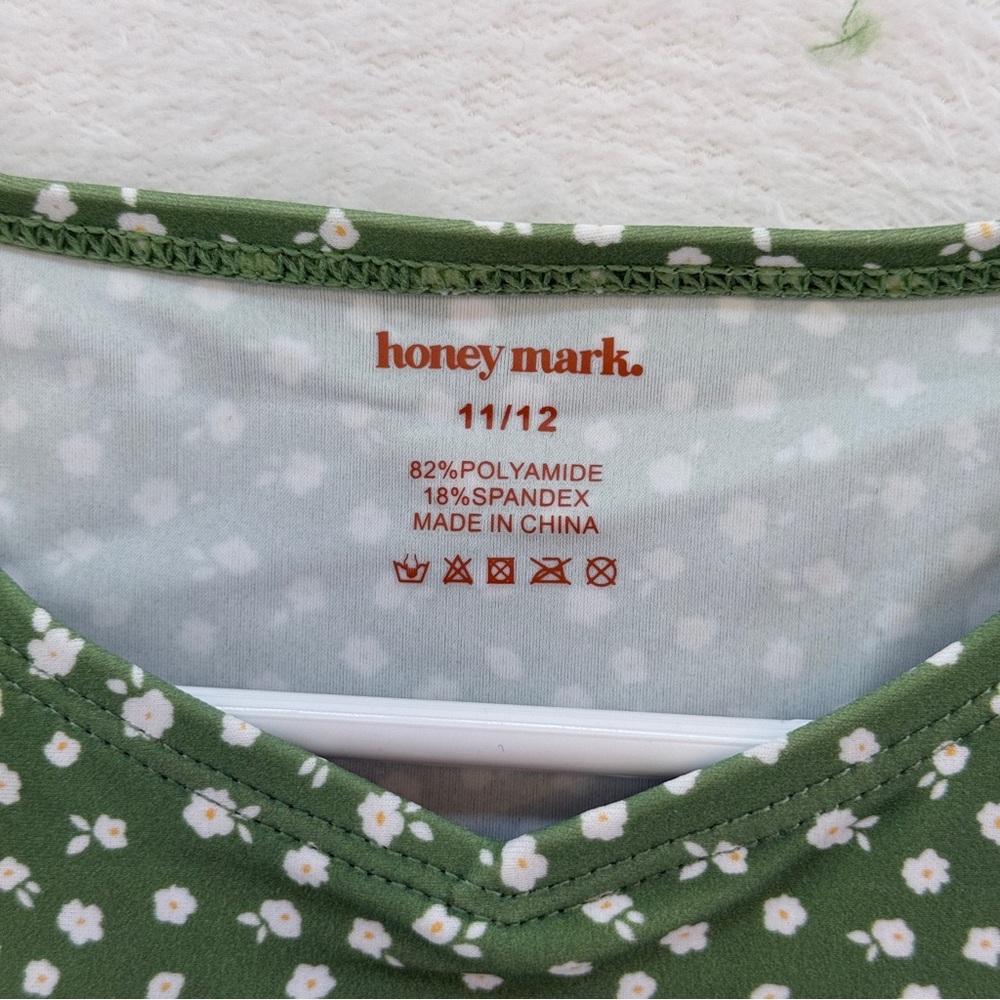 NWT Honey mark Swim Set Girls Floral Olive Green Two-Piece Swimsuit Beach Bikini - Picture 13 of 13